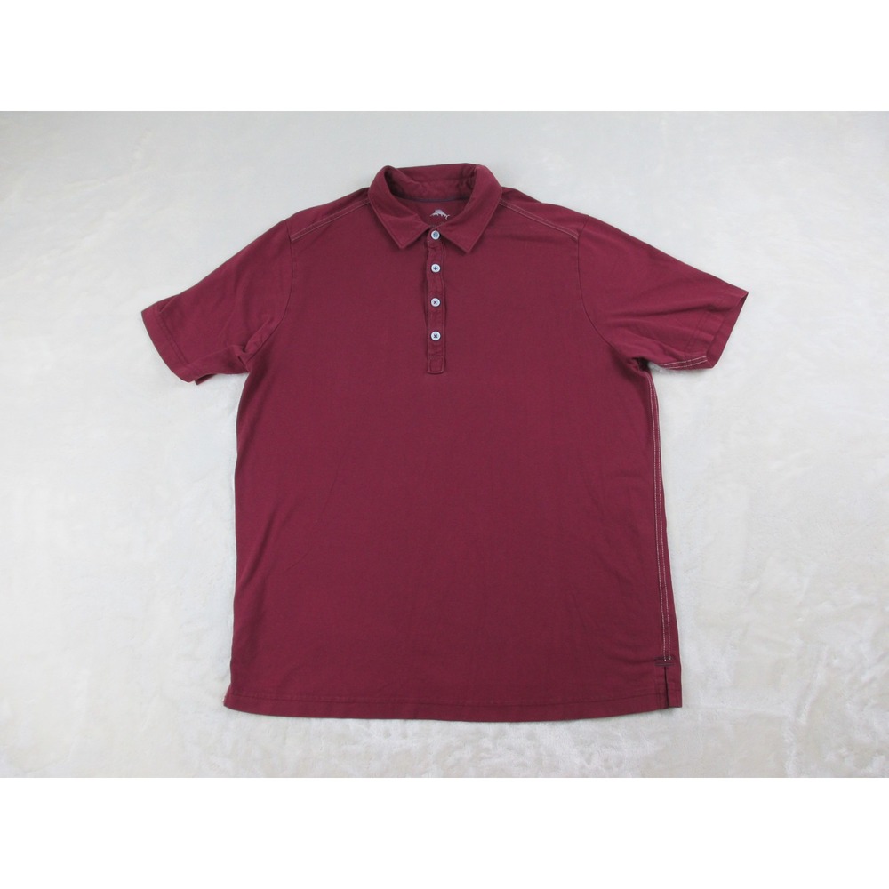 Tommy Bahama Polo Shirt‎ Mens Medium Red Marlin Island Modern Fit Preppy Casual*
